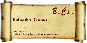 Bohunka Csaba névjegykártya